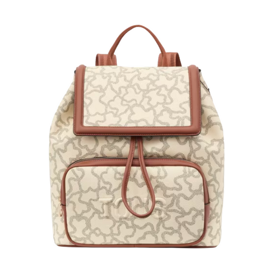Tous Kaos Icon Beige & Brown Canvas Backpack Bag