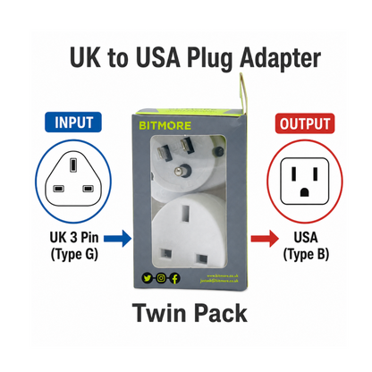Bitmore Twin Pack UK/USA Plug Adaptor