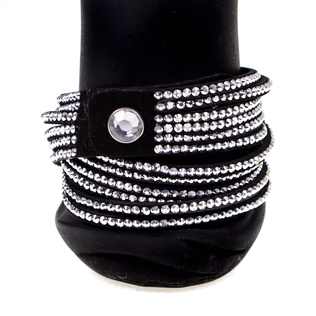Black Crystal Studded Wrap Bracelet By Aeon