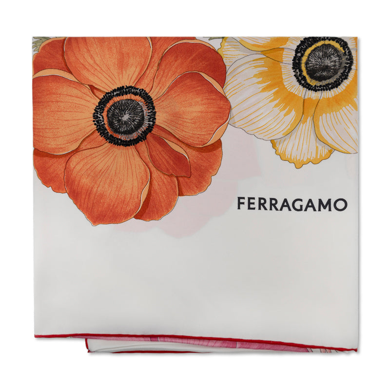 Salvatore Ferragamo Anemone Print Flower Silk Scarf