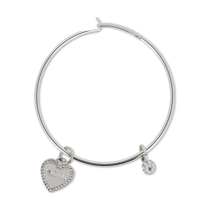 Lovita Silver Plated Charm Bangle Family Is Forever Duo Set