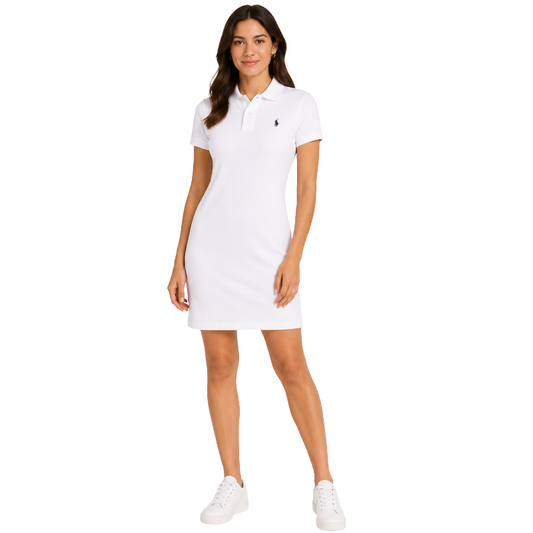 Ralph Lauren Cotton Mesh Polo Shirt Dress White Women's
