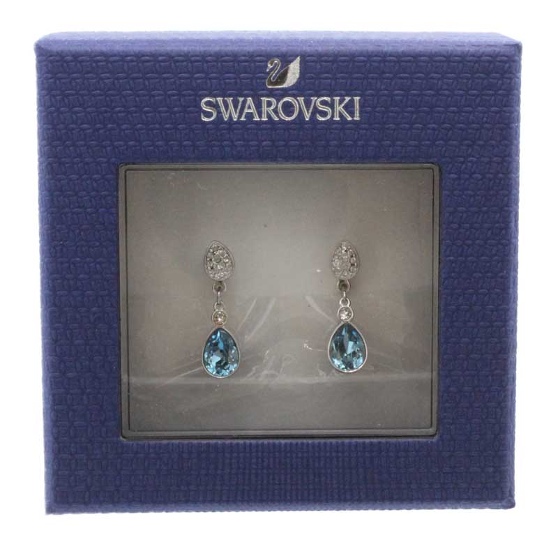 Swarovski Ocean Blue Rhodium Plated Aqua And White Crystal Earrings 5465296