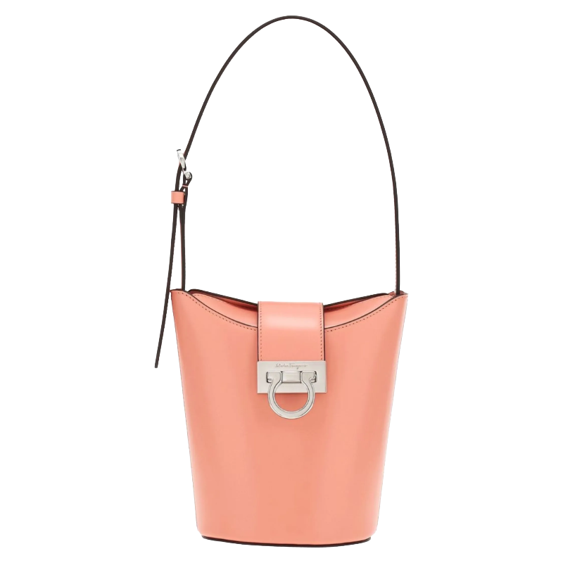 Salvatore Ferragamo Small Pink Leather Trifolio Shoulder Bag