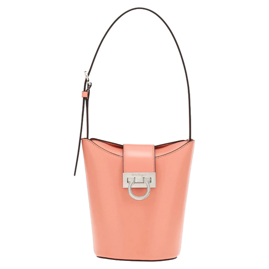 Salvatore Ferragamo Small Pink Leather Trifolio Shoulder Bag