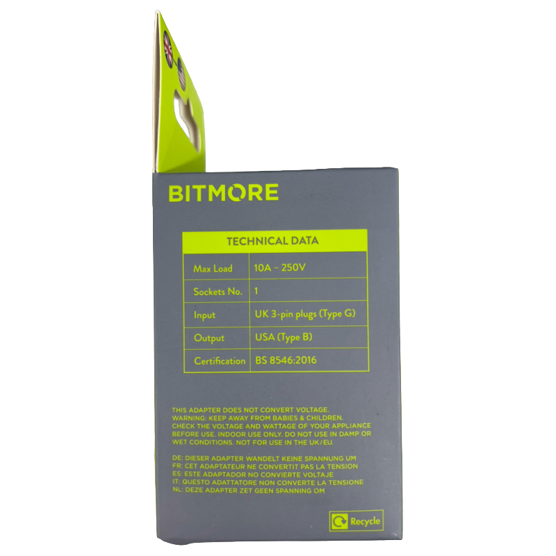 Bitmore Twin Pack UK/USA Plug Adaptor