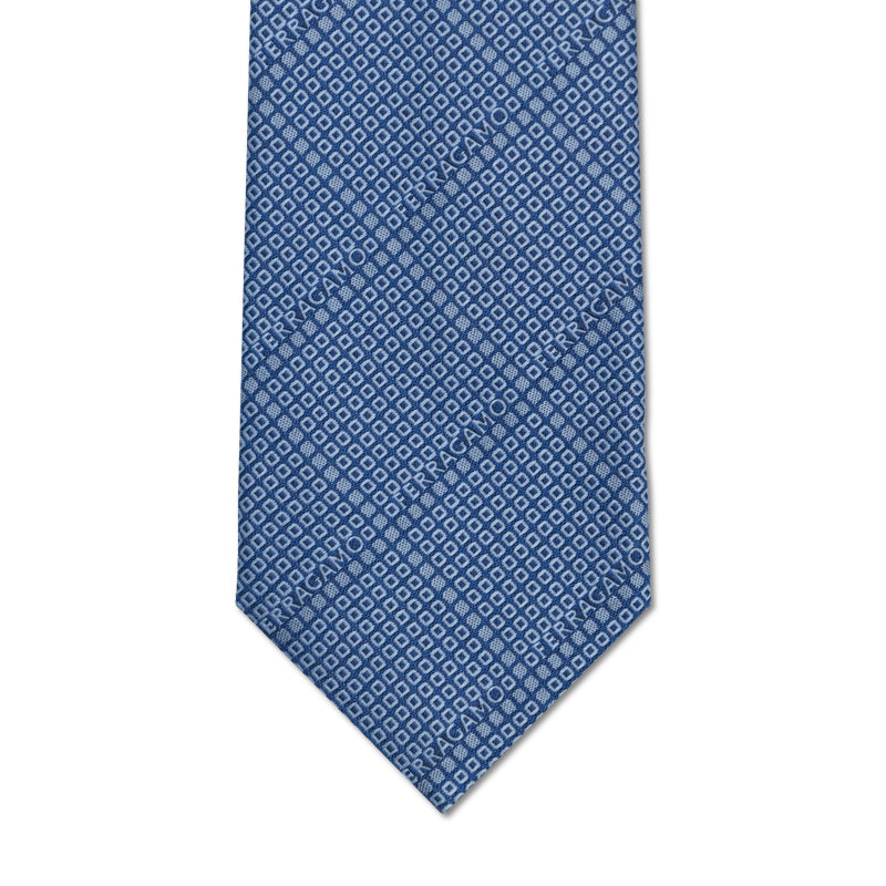 Salvatore Ferragamo Logo Pattern Print Tie Blue