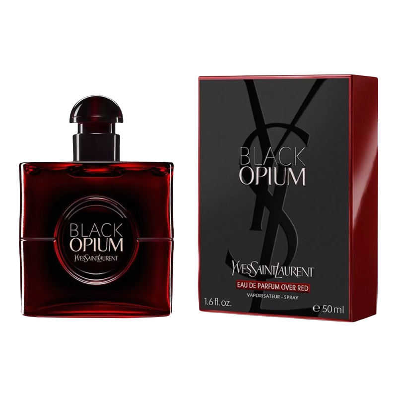 Yves Saint Laurent Black Opium 50ml Eau De Parfum Over Red