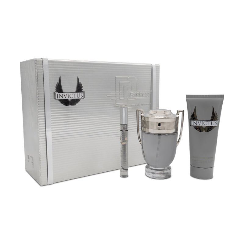 Paco Rabanne Invictus 100ml & 10ml Eau De Toilette & 100ml All Over Shampoo Gift Set