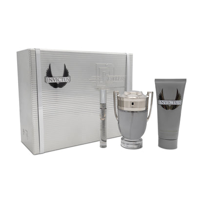 Paco Rabanne Invictus 100ml & 10ml Eau De Toilette & 100ml All Over Shampoo Gift Set