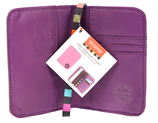 Tintamar Passport Holder Taupe & Purple