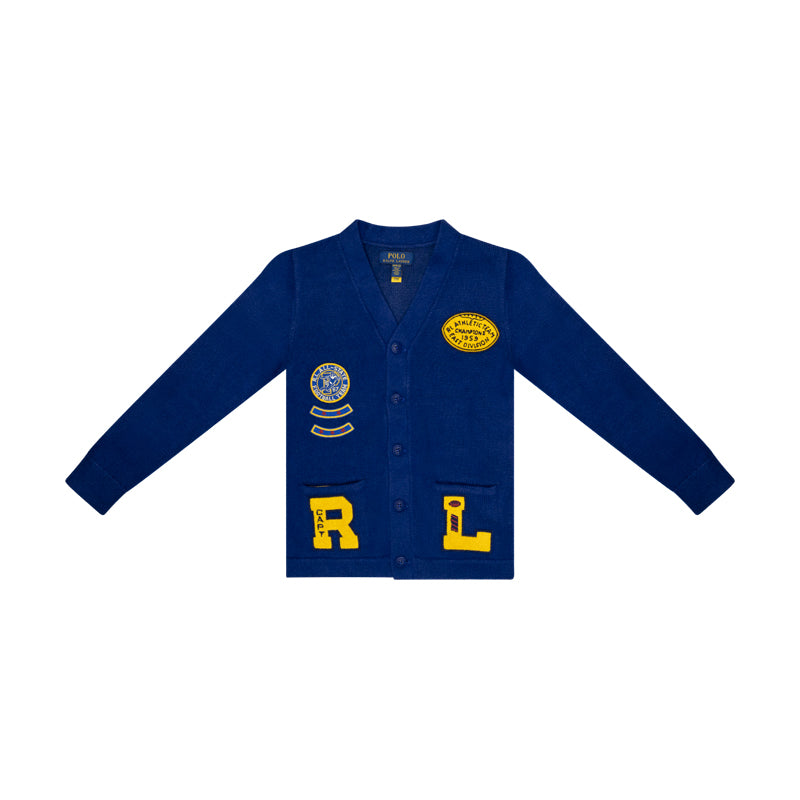 Ralph Lauren Polo Varsity Inspired Cotton Cardigan Blue