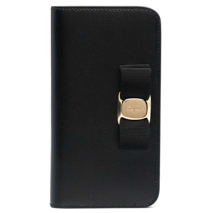 Salvatore Ferragamo Black Leather iPhone 12 Pro Case