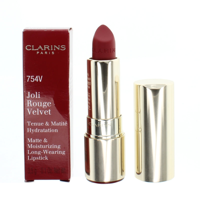 Clarins Joli Rouge Velvet Lipstick 754V Deep Red (Blemished Box)