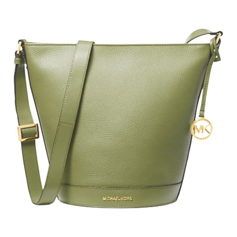 Michael Kors Townsend Large Leather Bucket Messenger Bag Green