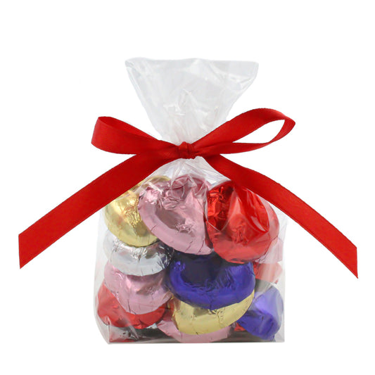 Luxury Solid Milk Chocolate Foil Hearts 20 Multi-Coloured