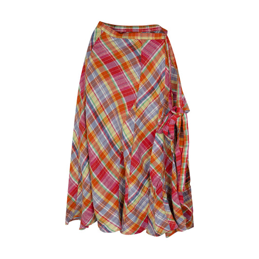 Ralph Lauren Plaid Wrap Skirt | Soft Linen Style