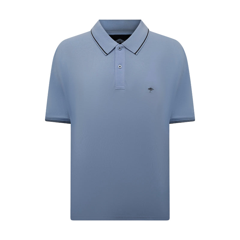 Fynch Hatton Men's Striped Collar Polo Shirt Light Sky Blue