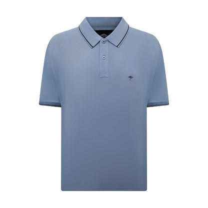 Fynch Hatton Men's Striped Collar Polo Shirt Light Sky Blue