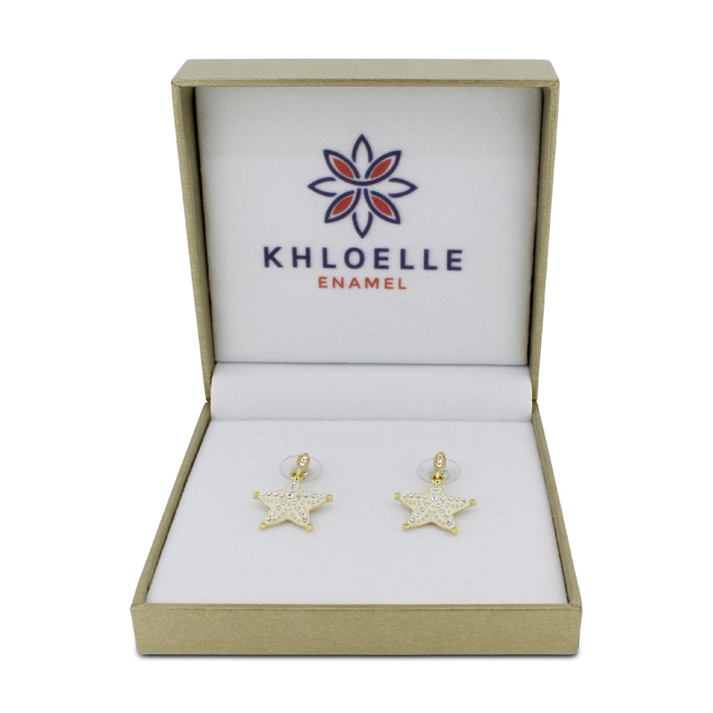 Khloelle White and Gold Starfish Earrings LC0070794