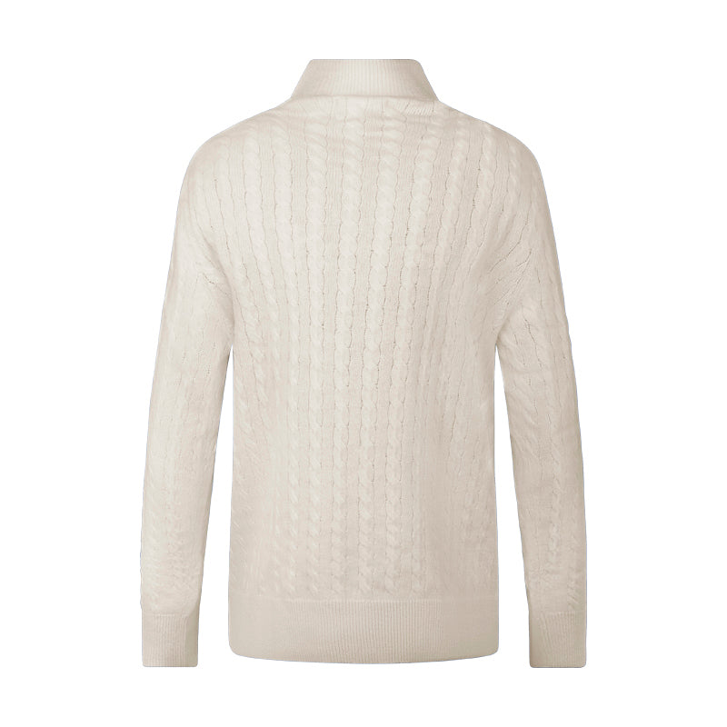 Ralph Lauren Polo Cable-Knit Wool Quarter-Zip Jumper Cream