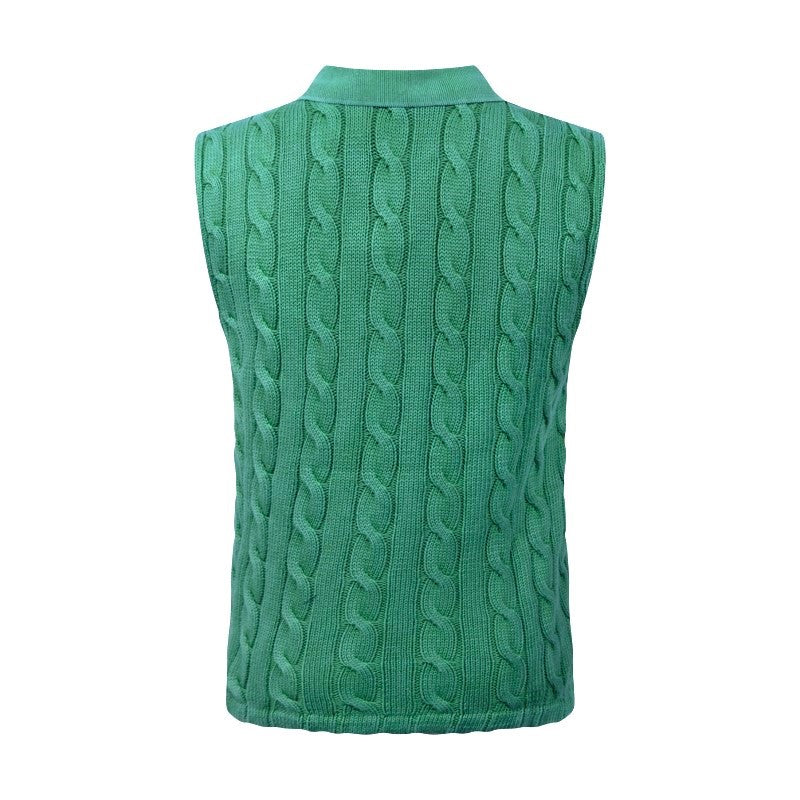 Ralph Lauren Polo Cable Knit Tank Top Jumper Green