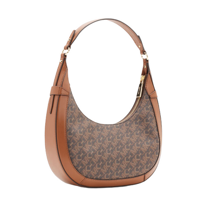 Michael Kors Preston Small Signature Logo Leather Shoulder Bag Brown