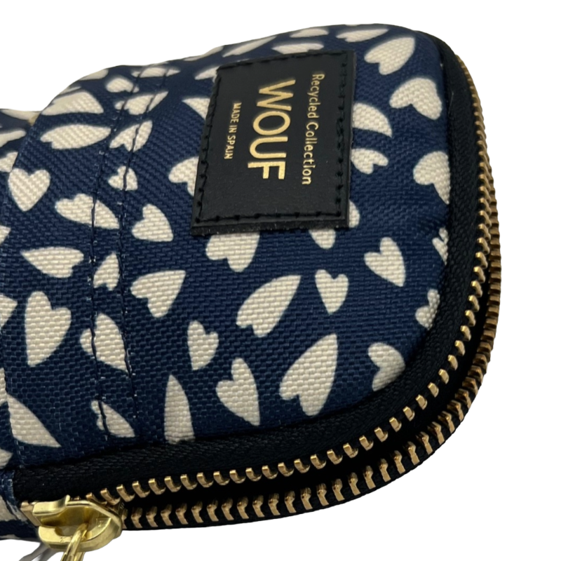 Wouf Blue & Cream Hearts Recycled Collection Crossbody Phone Bag