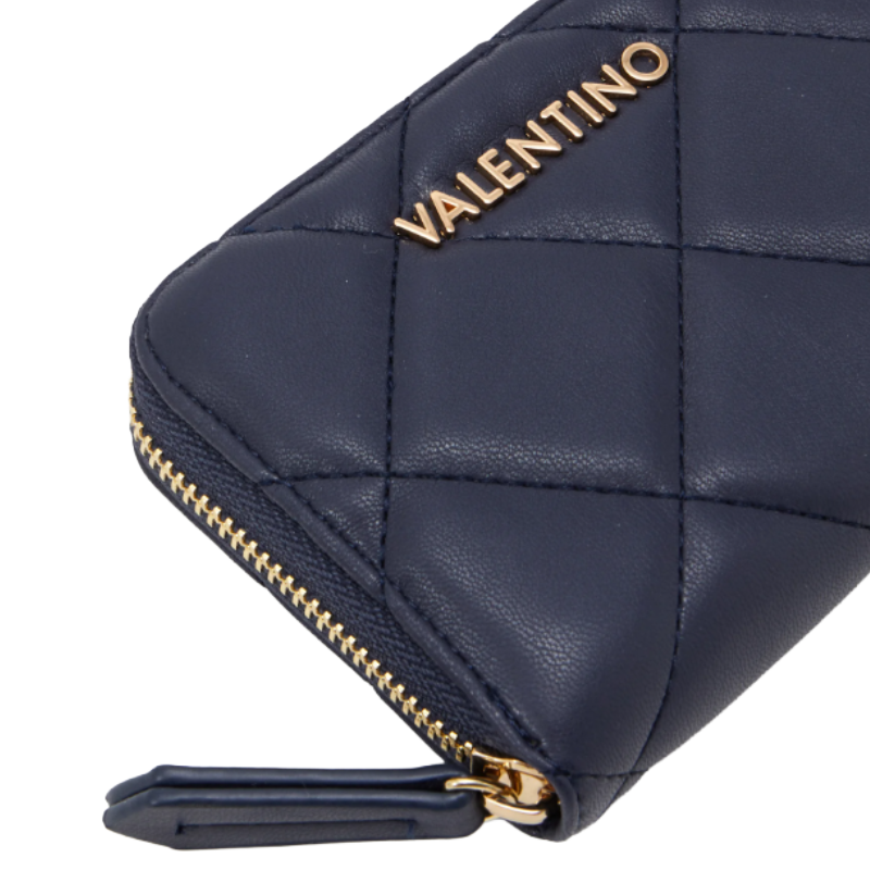 Mario Valentino Ocarina Quilted Wallet Medium Blue Women's