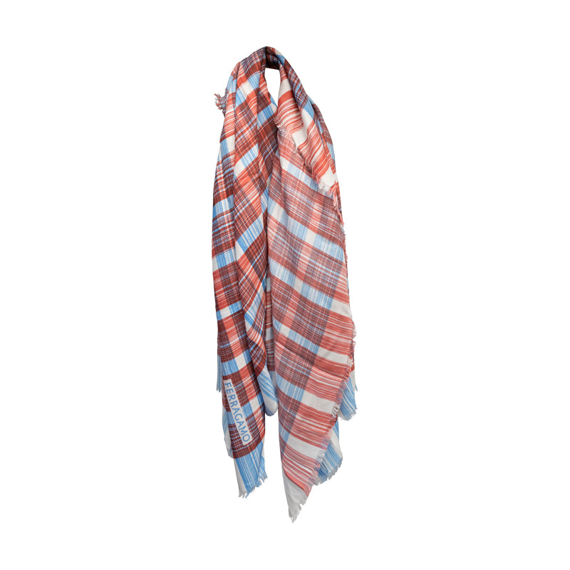 Salvatore Ferragamo Red & Blue August Modal/Cashmere Scarf