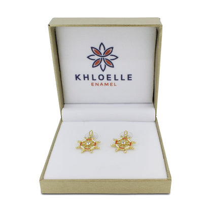 Khloelle Gold And Orange Wheels Earrings LC0070801