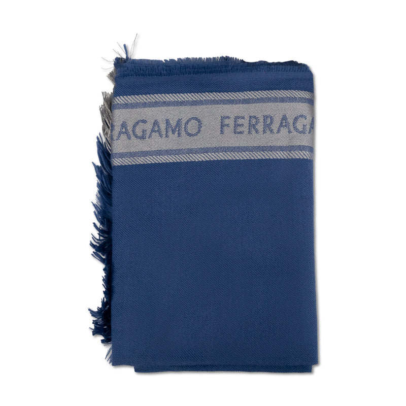 Salvatore Ferragamo Scarf With Lettering Blue