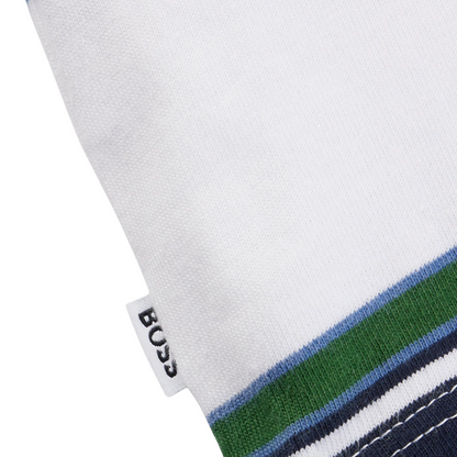 Hugo Boss Boys T-Shirt Striped White Green 100% Cotton