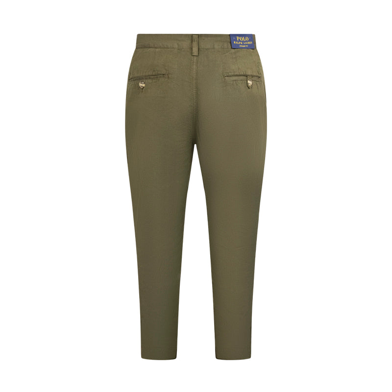 Ralph Lauren Polo Straight Fit Linen Cotton Trousers Green