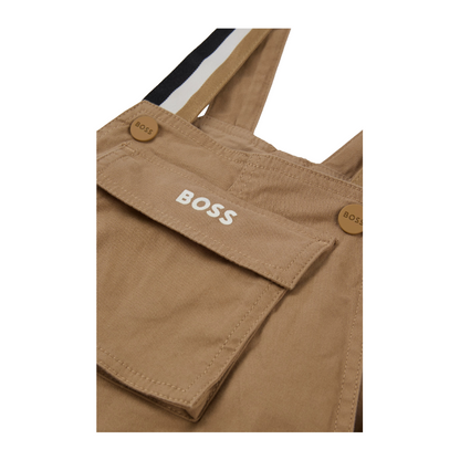 BOSS Baby Stretch Cotton Dungarees with Embroidered Logo