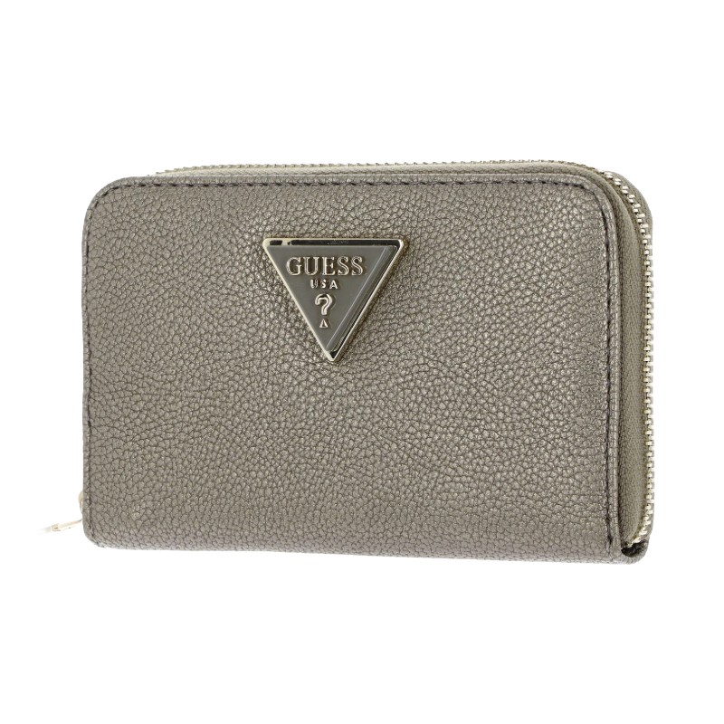 Guess Meridian Triangle Logo Medium Purse Wallet BG877840 Pewter Gold