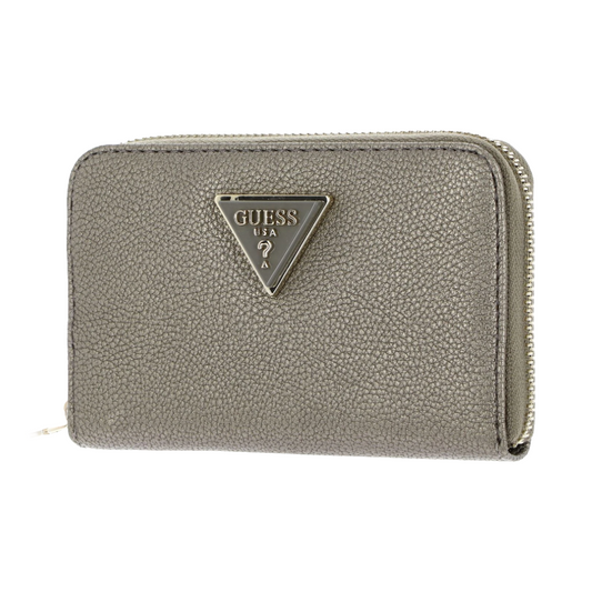 Guess Meridian Triangle Logo Medium Purse Wallet BG877840 Pewter Gold