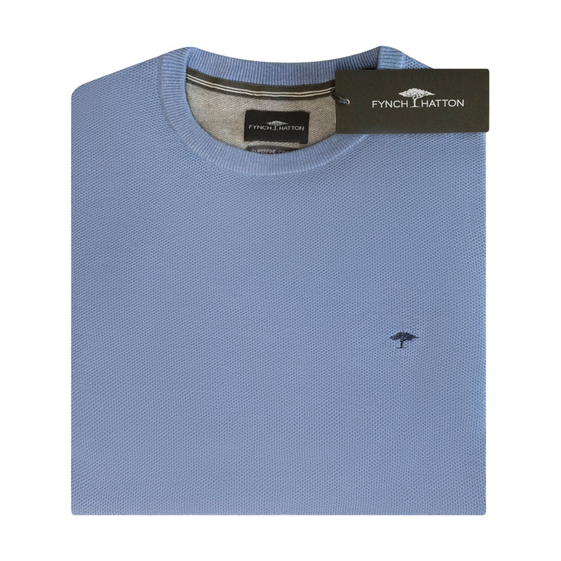 Fynch Hatton Textilien Mens Knit Jumper Crystal Blue 