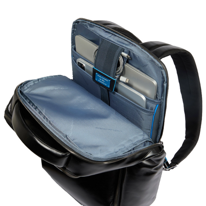Piquadro Blue Square Large Leather Laptop Backpack 15,6"