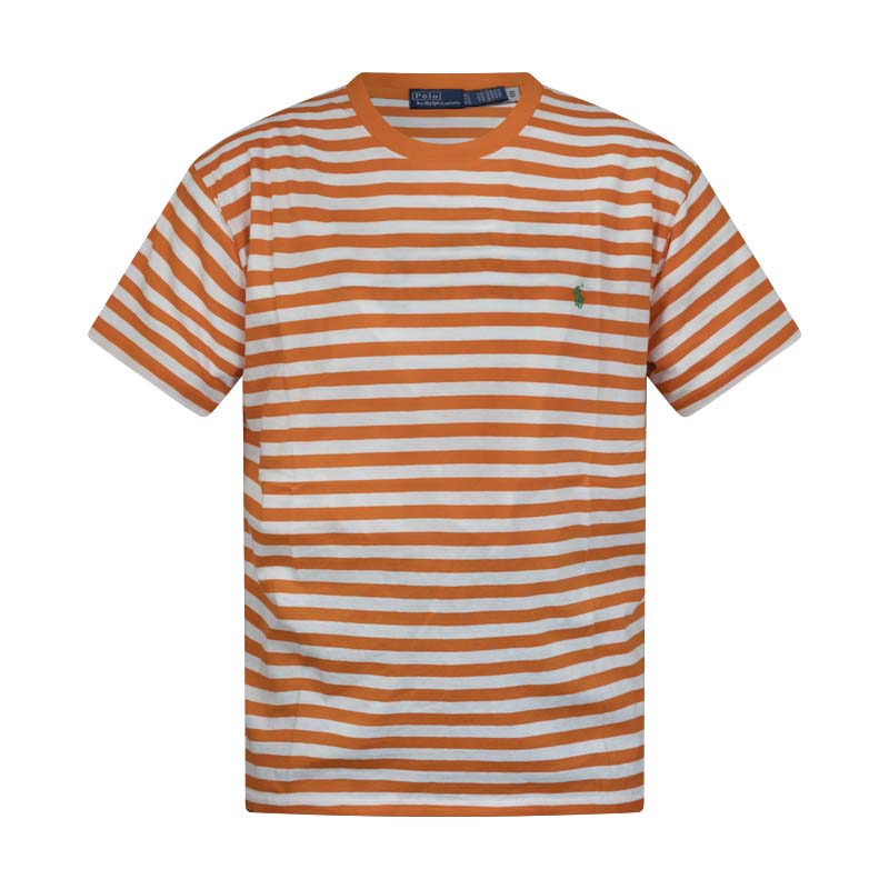 Ralph Lauren Women's Polo Crewneck Striped T-Shirt Orange/White