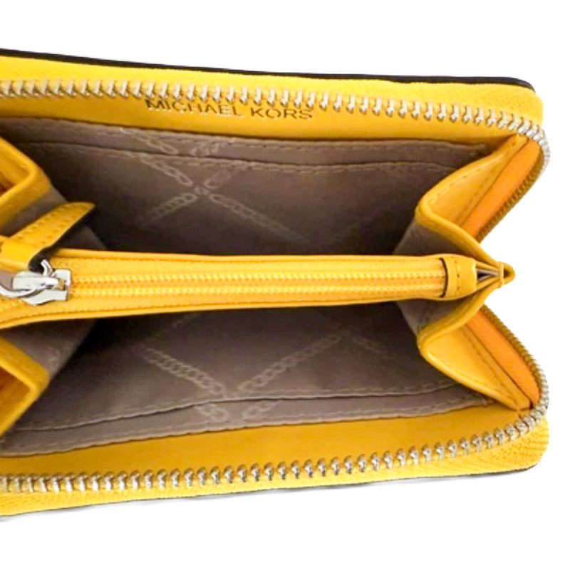 Michael Kors Jet Set Zipped Leather Purse Yellow Dandelion