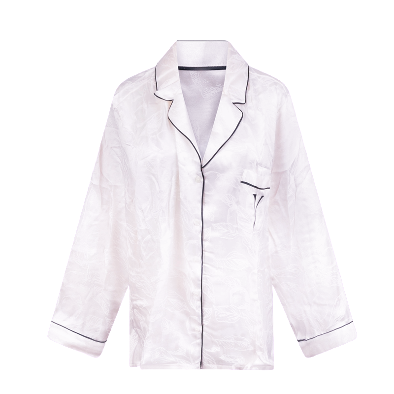Victoria's Secret Satin Long Pyjamas Set White Lemon Jacquard