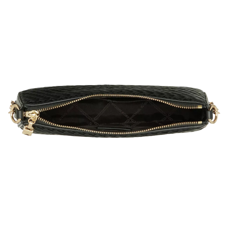 Michael Kors Empire Medium Chain Pouchette Woven Leather Bag Black