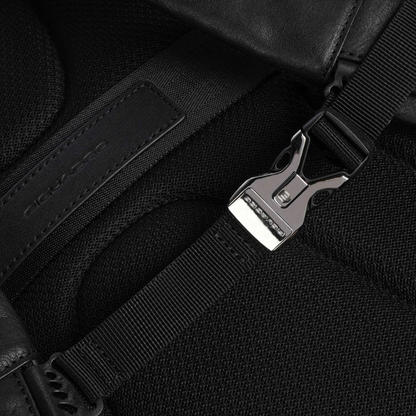 Piquadro Black Square Backpack 14″ Fine Grain Cow Leather Nero
