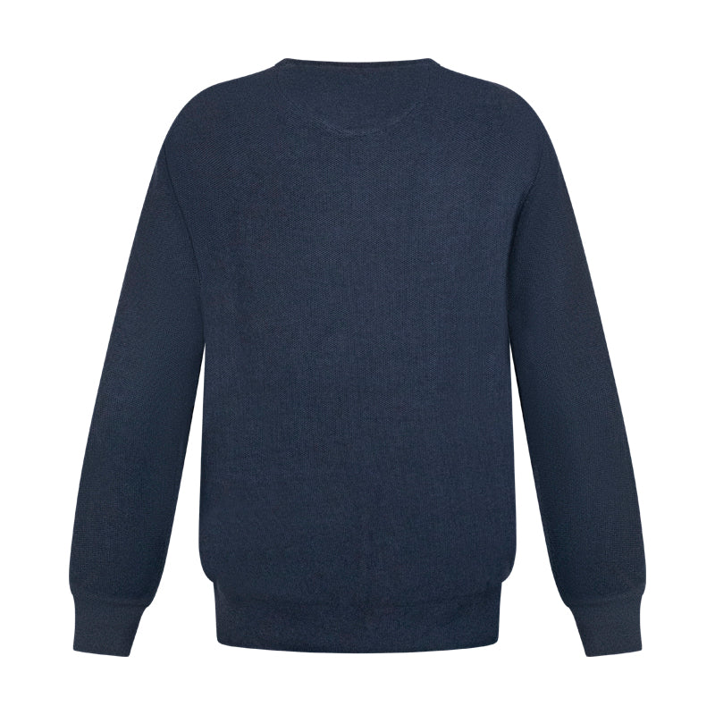 Ralph Lauren Polo Textured Cotton Crewneck Jumper Navy Blue Men's