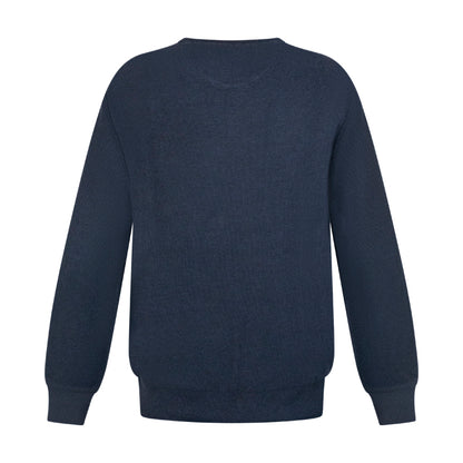 Ralph Lauren Polo Textured Cotton Crewneck Jumper Navy Blue Men's