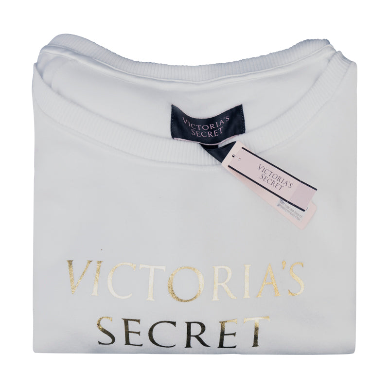 Victoria's Secret Off Shoulder Fleece White Sweatshirt