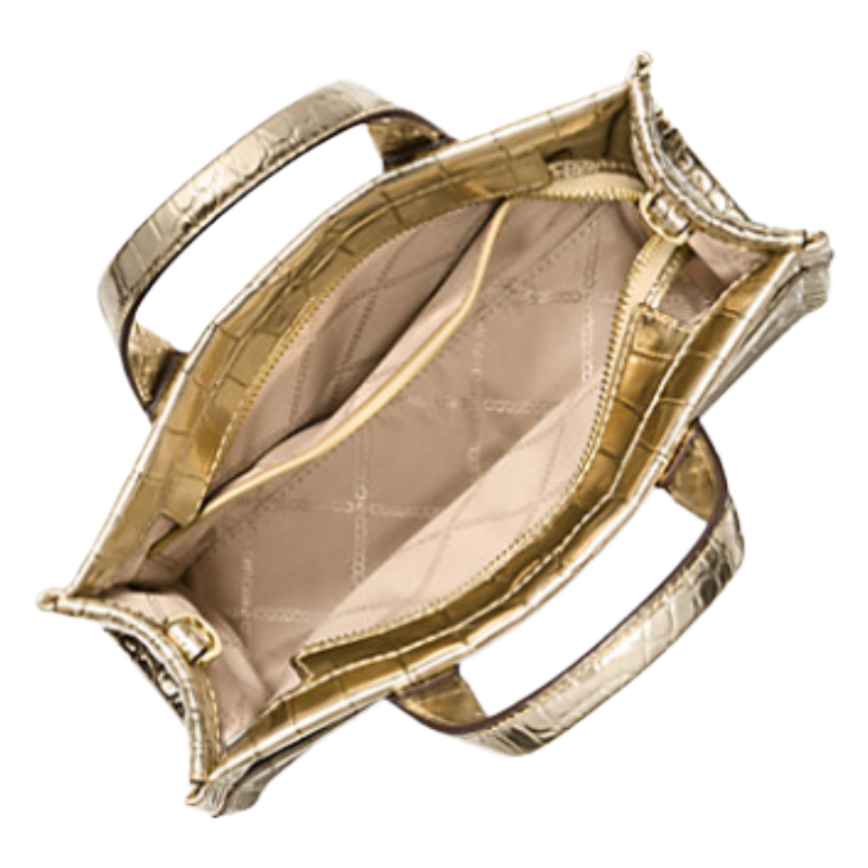 Michael Kors Gigi Embossed Leather Messenger Bag Pale Gold