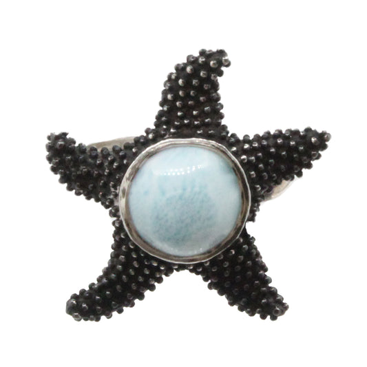 Marahlago Starfish Ring Larimar Oxidize