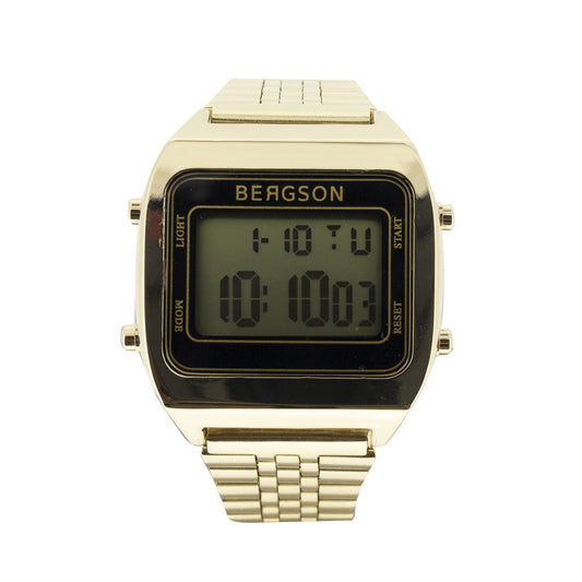 Bergson Retro Unisex Gold Digital Watch